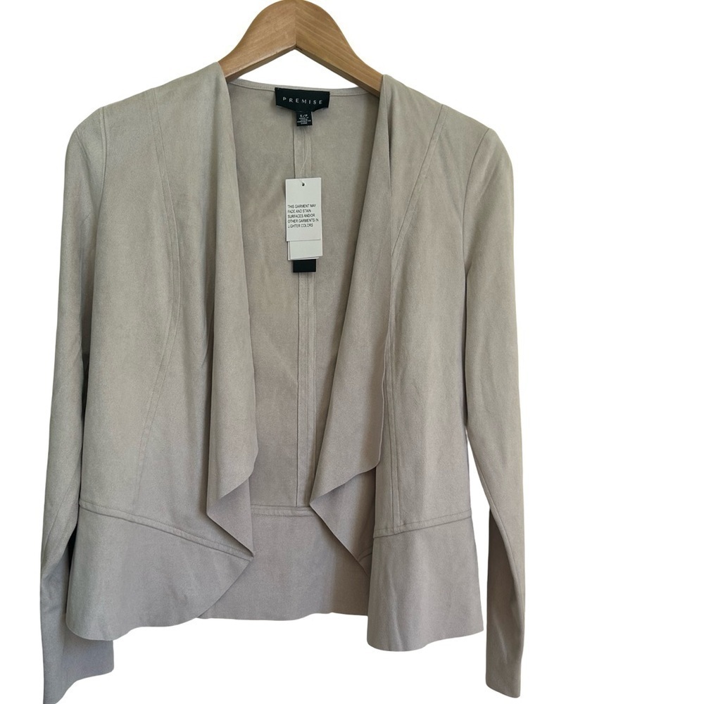 Women’s Cream Color Open Faux Suede Open Jacket Size S